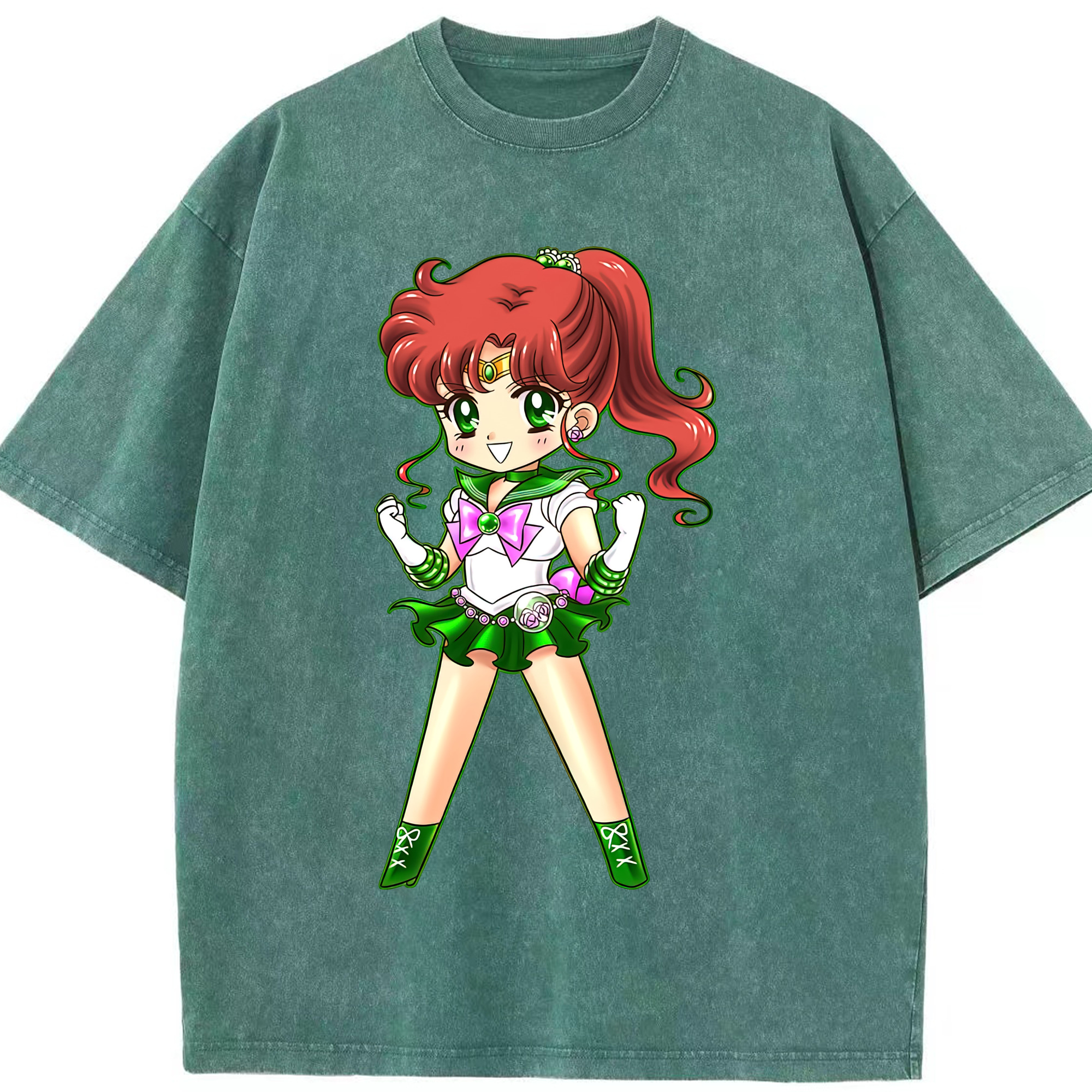 （画像用） 美少女戦士セーラームーン 木野 まこと きの まこと Sailor Moon Kino Makoto （セーラージュピター；Sailor Jupiter） 綿100% ヴィンテージ風 半袖Tシャツ（フロントプリント）